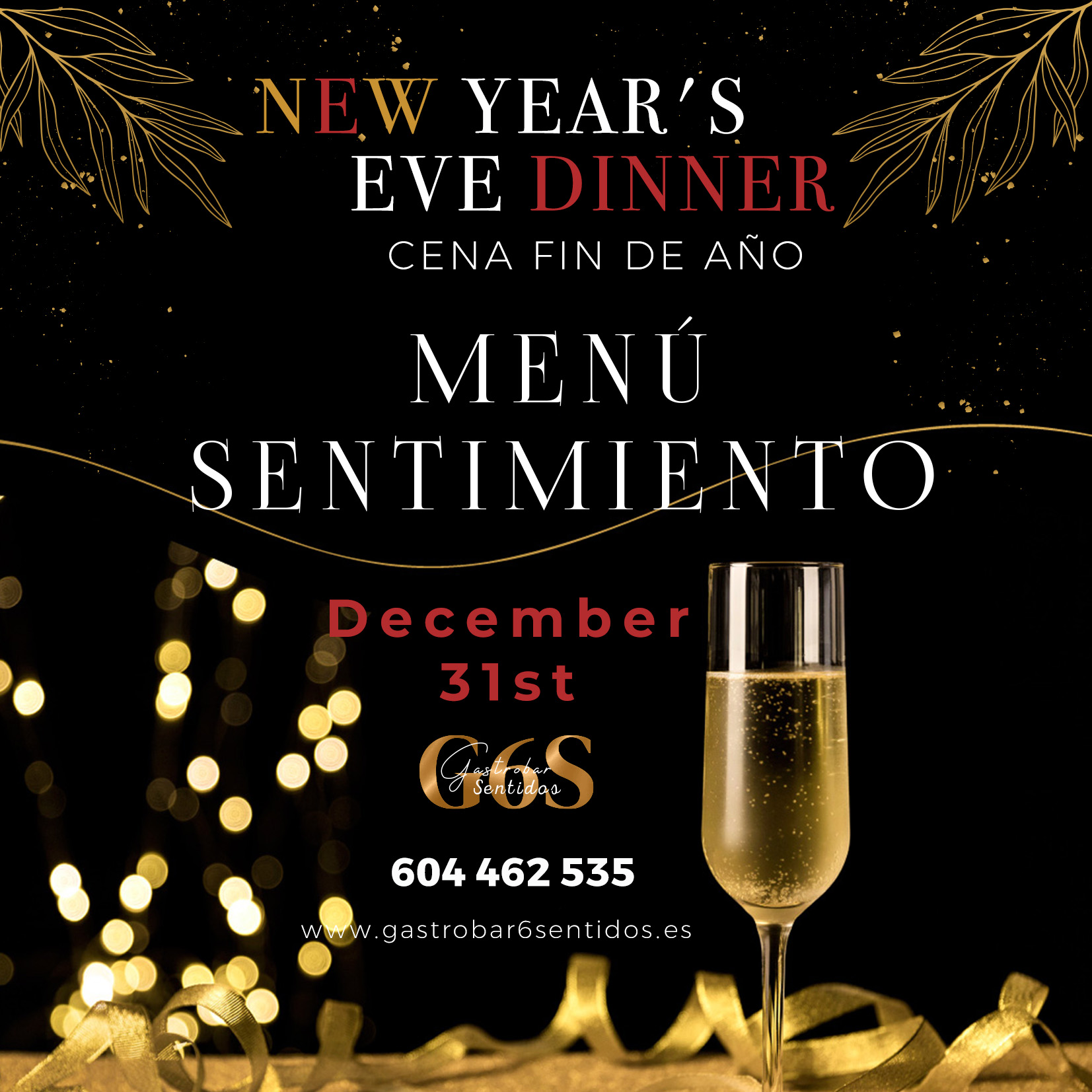 New Year's Eve Menu 2023!!!! - Gastrobar 6 Sentidos | Restaurante Mosa ...